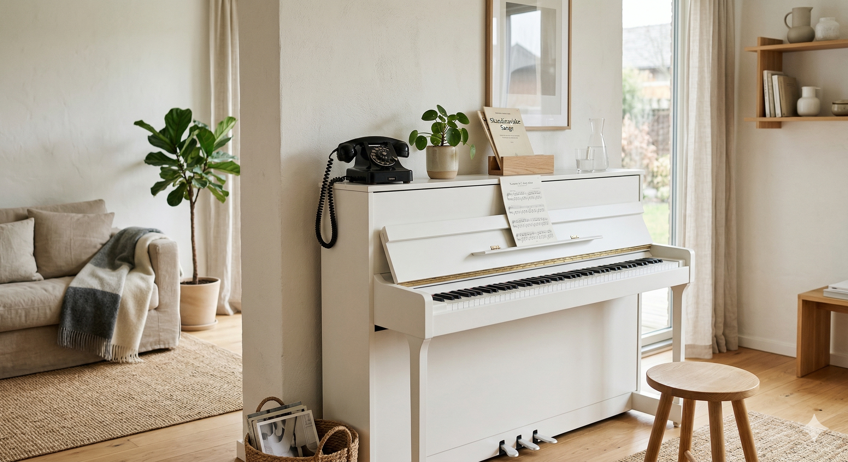 Minimalistisches Wohnzimmer mit sanfter Beleuchtung