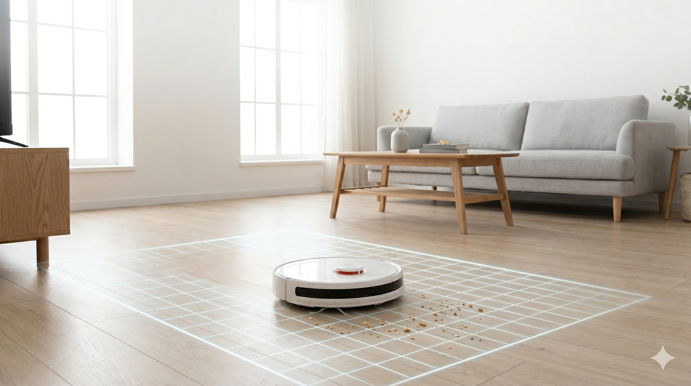 Minimalistisches Wohnzimmer mit sanfter Beleuchtung